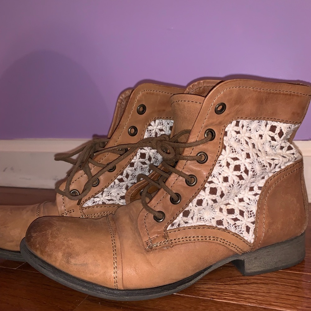 Steve Madden Brown Crochet Booties